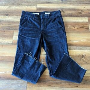 Pilcro and the Letterpress Dark Denim Cropped Flared Slim Jeans Size 29
